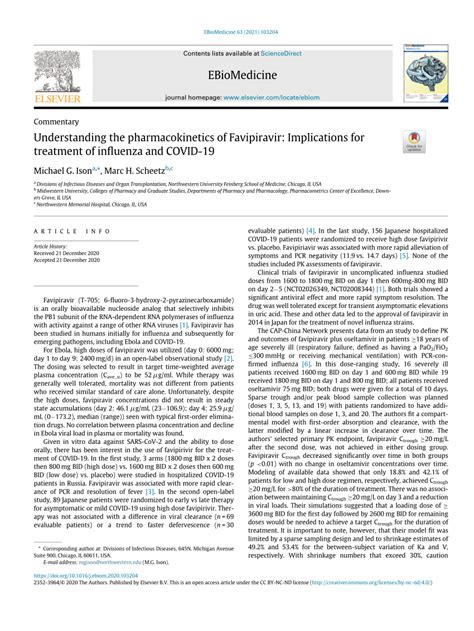 Understanding the pharmacokinetics of Favipiravir:。